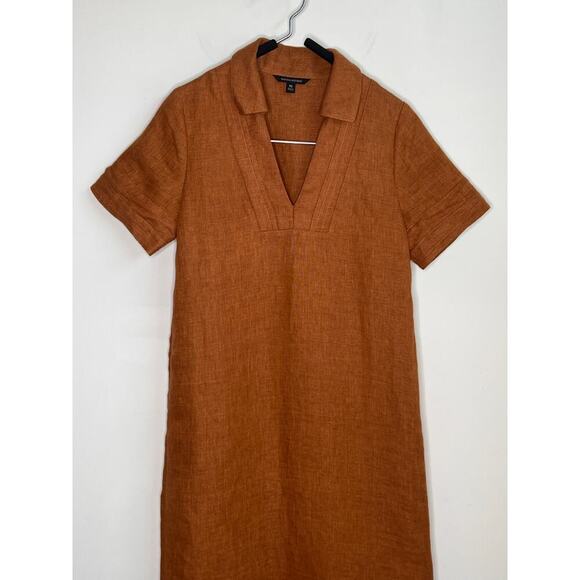 Banana Republic Short Sleeve Utility Linen Maxi Dress Pottery Clay Women's XS - Picture 3 of 9